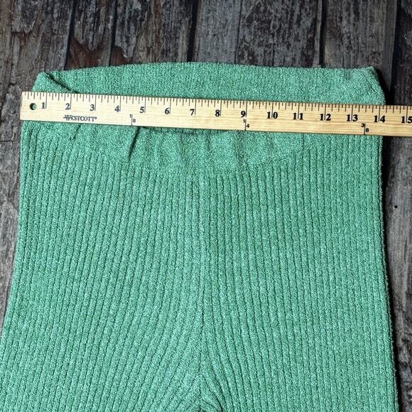 Emory Park High Rise Ribbed Green Flare Leg Pants Womens Size Large - Picture 3 of 5